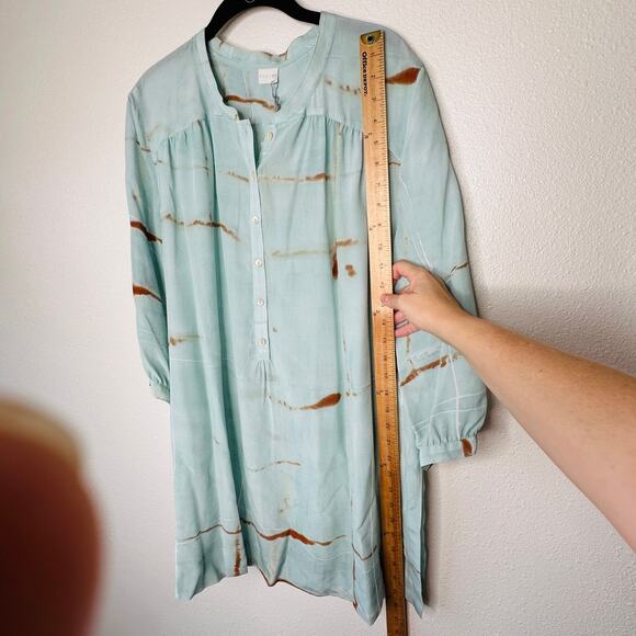 NWT Poetry Aqua Rust Tie Dye 3/4 Sleeve Front Button Mandarin Collar 12 - Picture 11 of 12